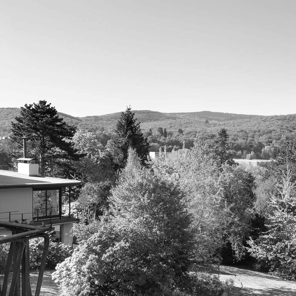 Aussicht in den Taunus vom Balkon einer Villa